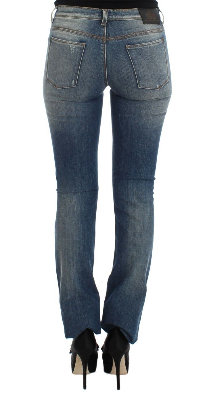 Ermanno Scervino Pantalon en jean bleu coupe slim de créateur RRP 560 $ W26 IT 40 UK 8