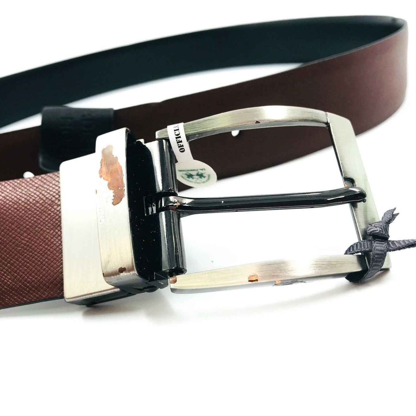 LA MARTINA Men's Brown Saffiano Leather Belt Size 90 cm 36 in.