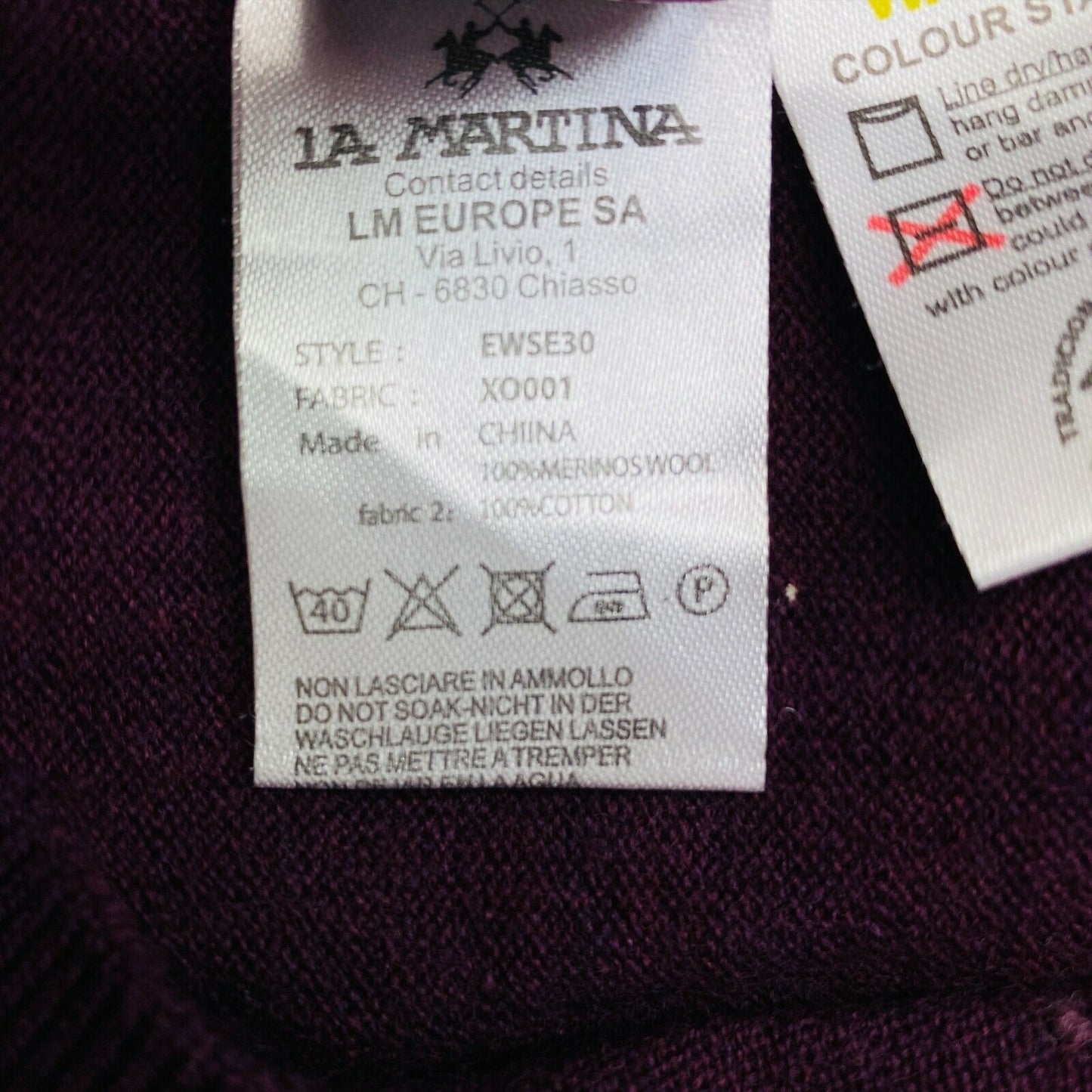 La Martina Purple 100% Wool Sweater Jumper Size M