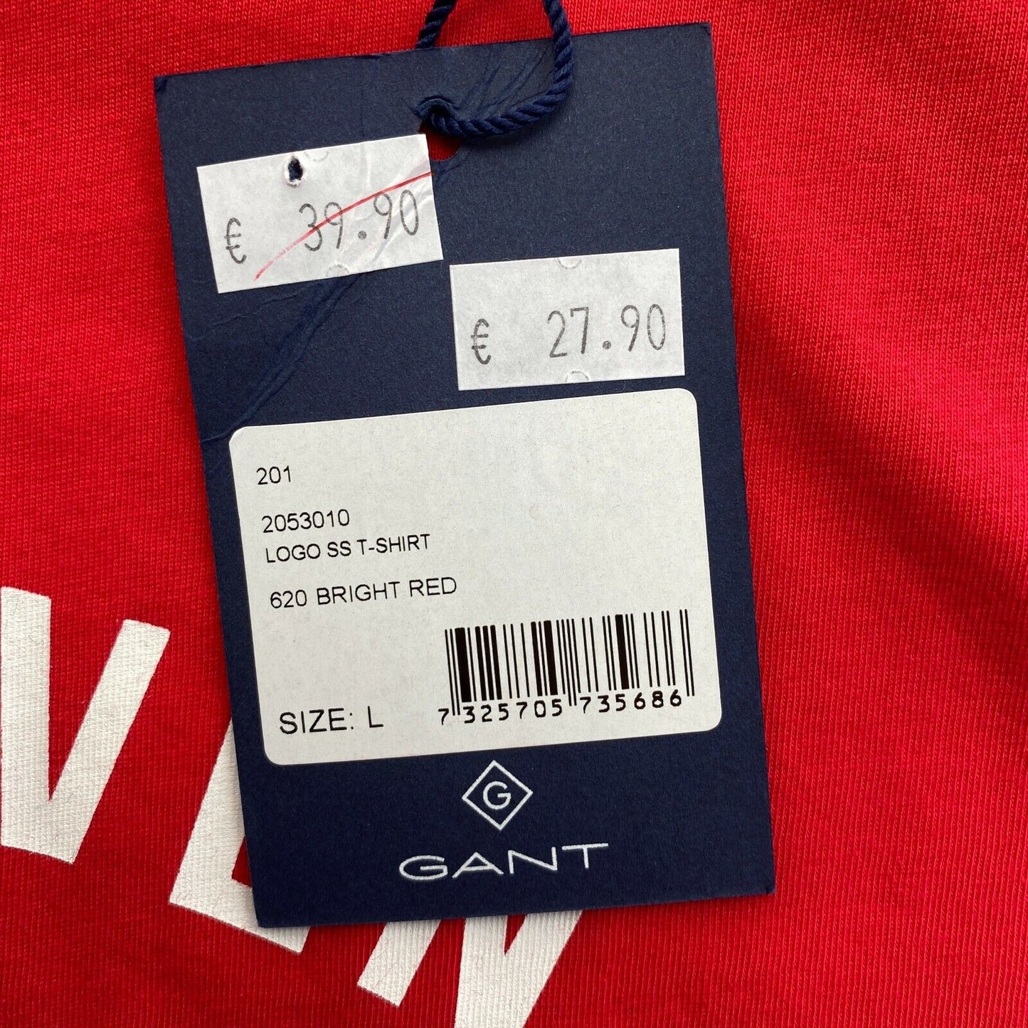 GANT T-shirt à col rond avec logo rouge Taille L