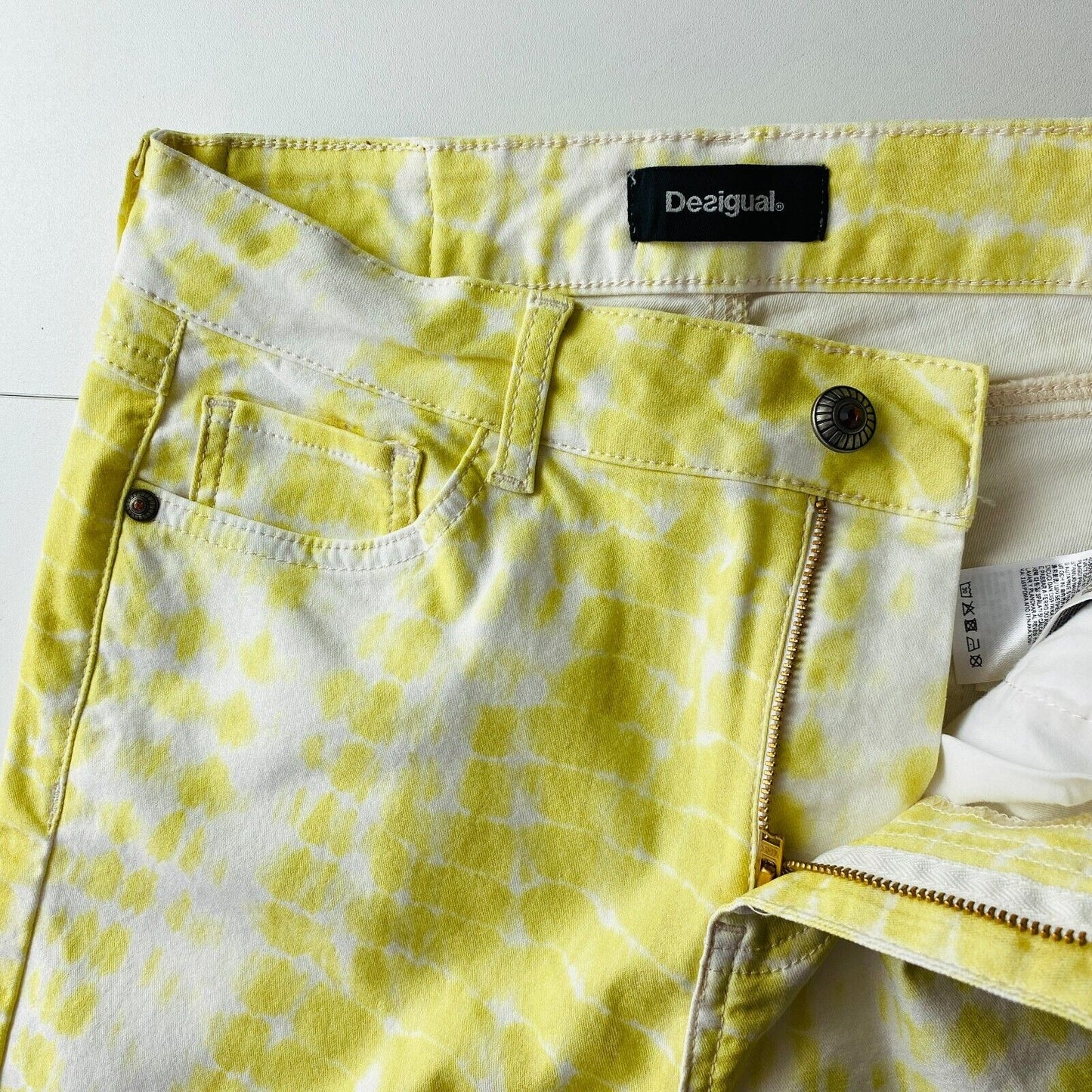 DESIGUAL Women Yellow Stretch Slim Fit Jeans EUR 40 UK 12 US 6 W30