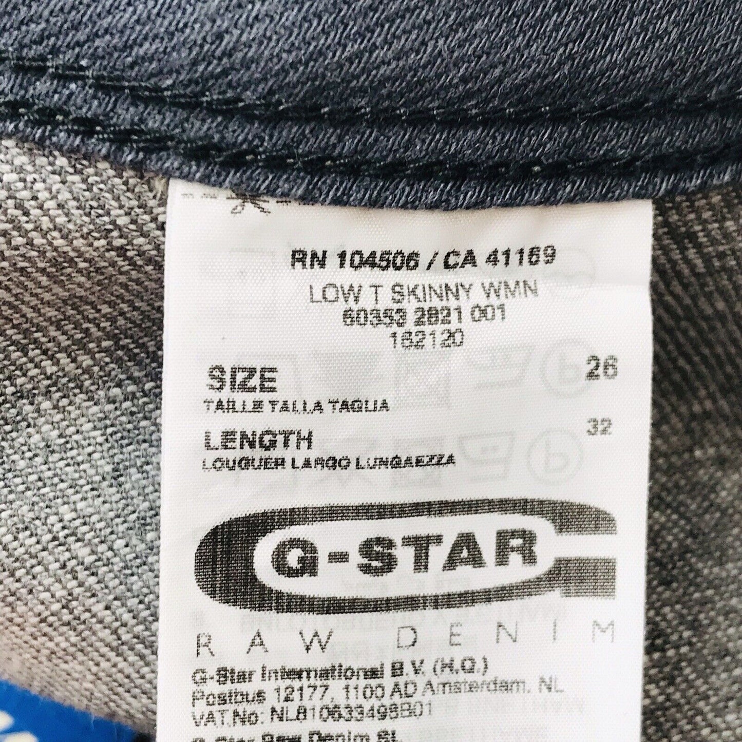 G-STAR RAW 3301 LOW T Women Grey Skinny Fit Jeans W26 L32