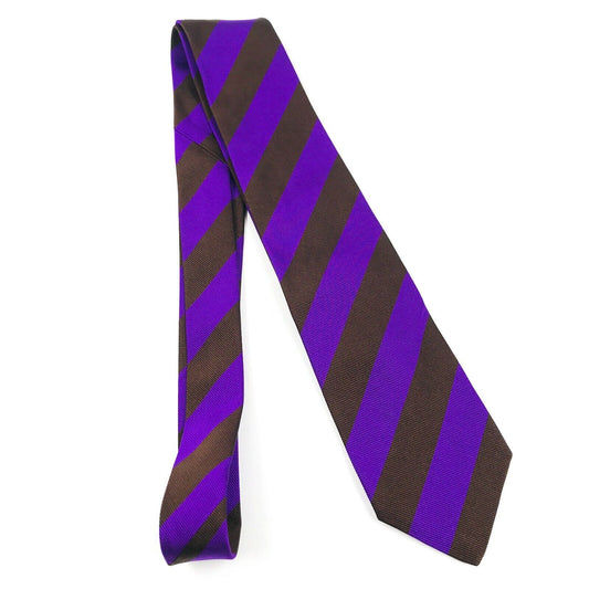 RRP €99 Henry Cottons Brown Purple 100% Silk Tie