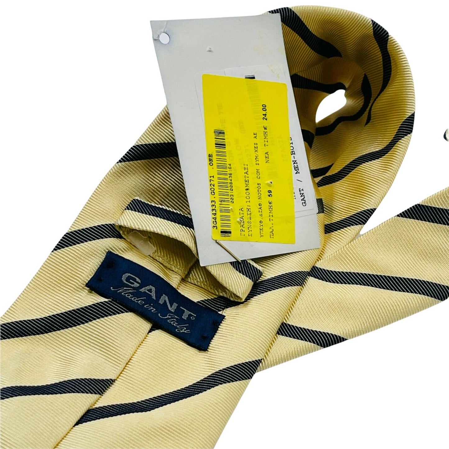 GANT Yellow Striped 100% Silk Hand Made Tie