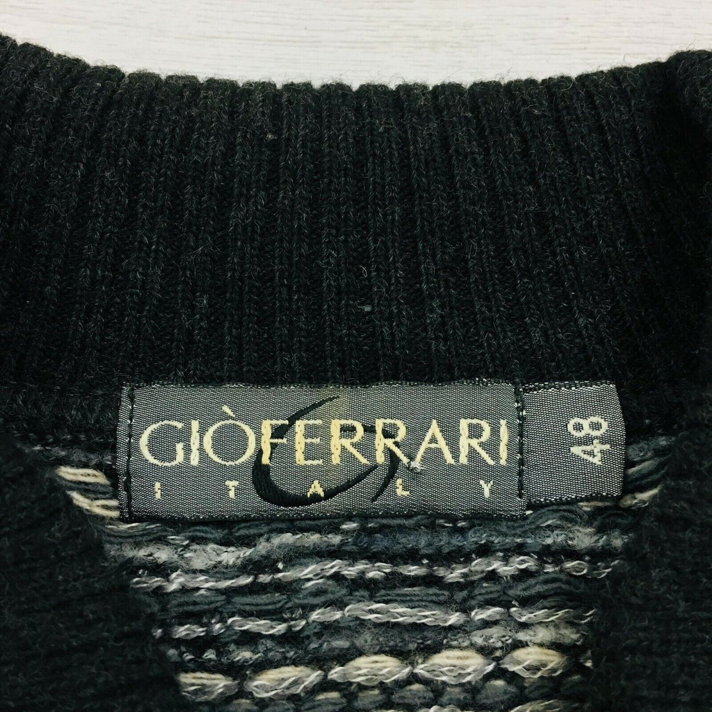 GIOFERRARI Italy Cosby Vintage Retro 90s Grey Zip Neck Jumper Sweater Size M