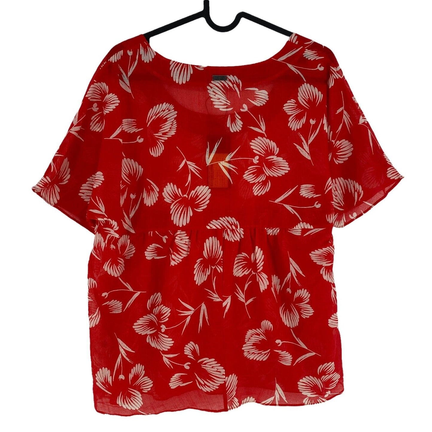 RPR €104 NEW MAN Floral Red 100% Cotton Top Blouse Size EU 40 UK 12 US 10