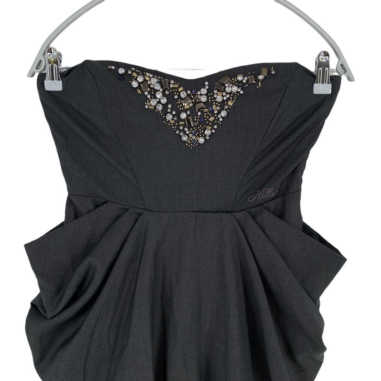 RPR €109 Killah Dark Grey Sleeveless Sweetheart Strapless Mini Dress Size S