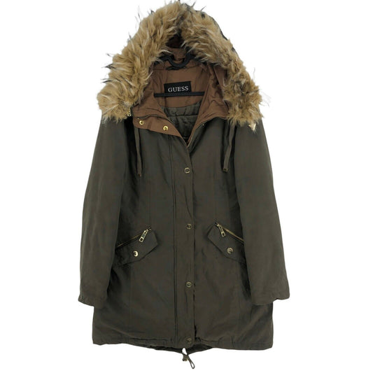 GUESS Green Hooded Padded Parka Coat Jacket Size L