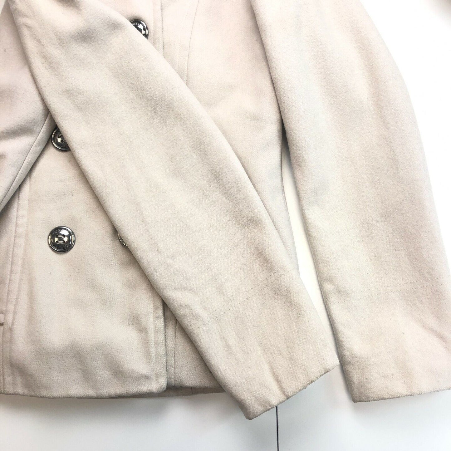 CALVIN KLEIN Beige Wool Blend Pea Coat Jacket Size M