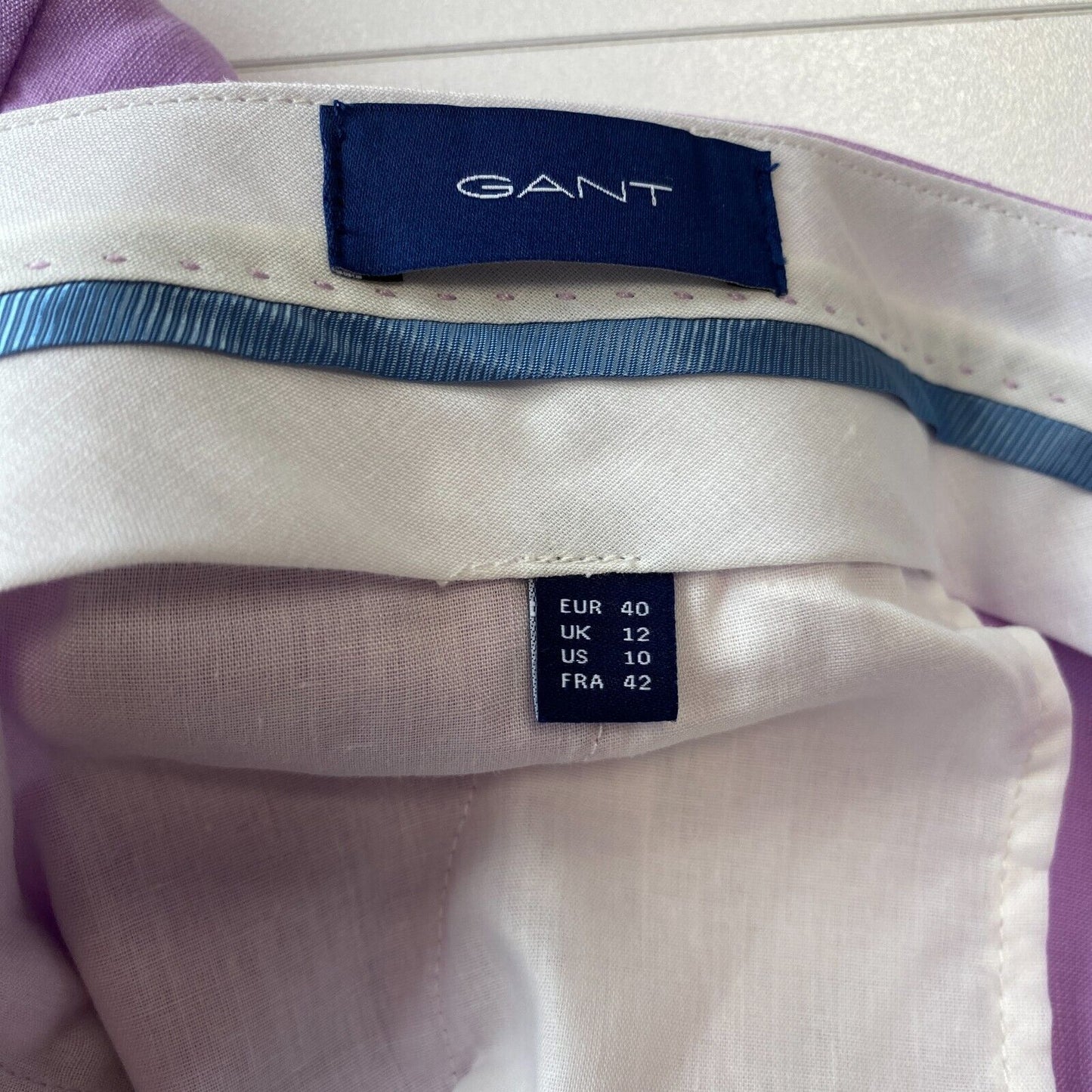 GANT Women Purple Slim Fit Linen Blend Dress Trousers EUR 40 UK 12 US 10 W32