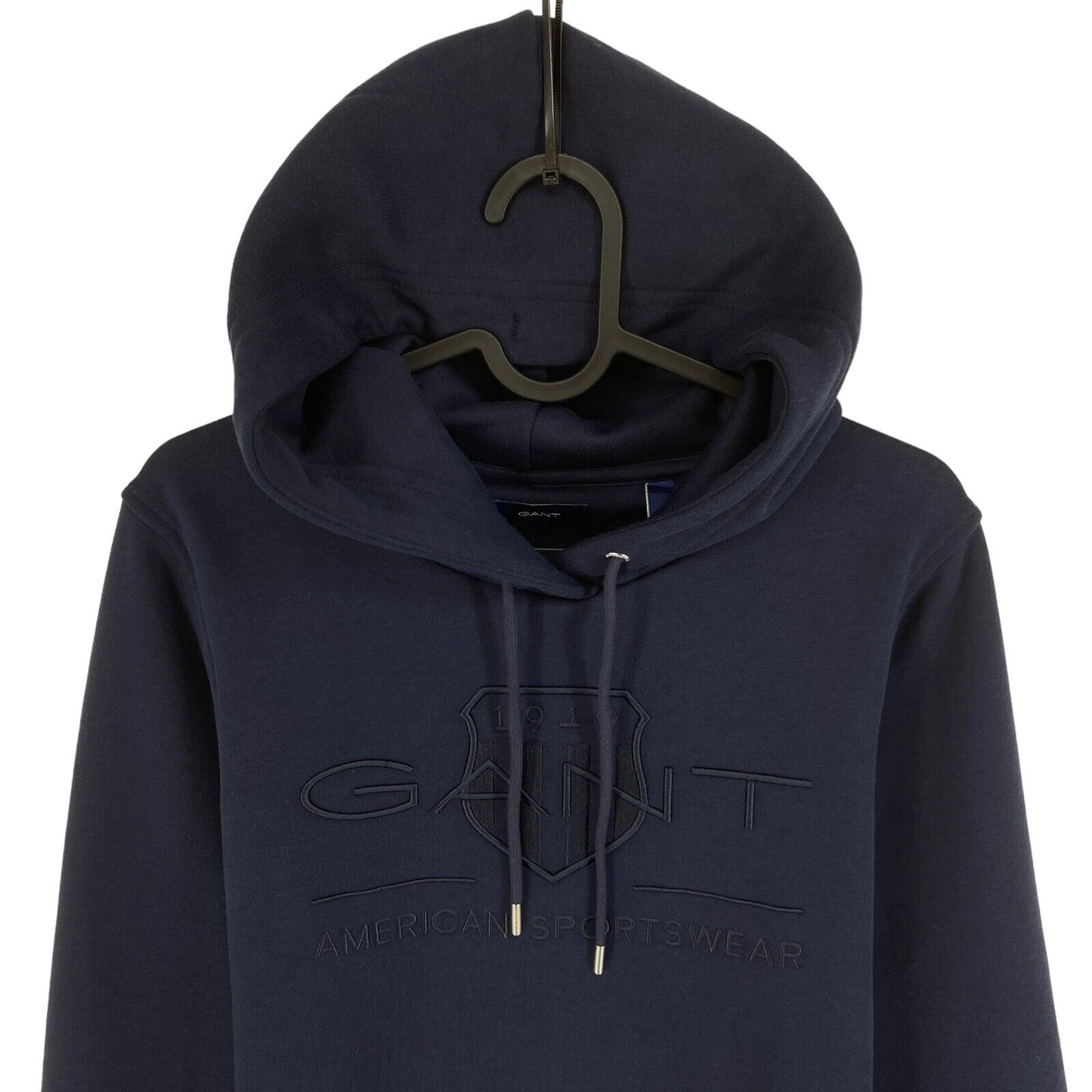 GANT Navy Blue Tonal Archive Shield Hoodie Sweater Jumper Size XS