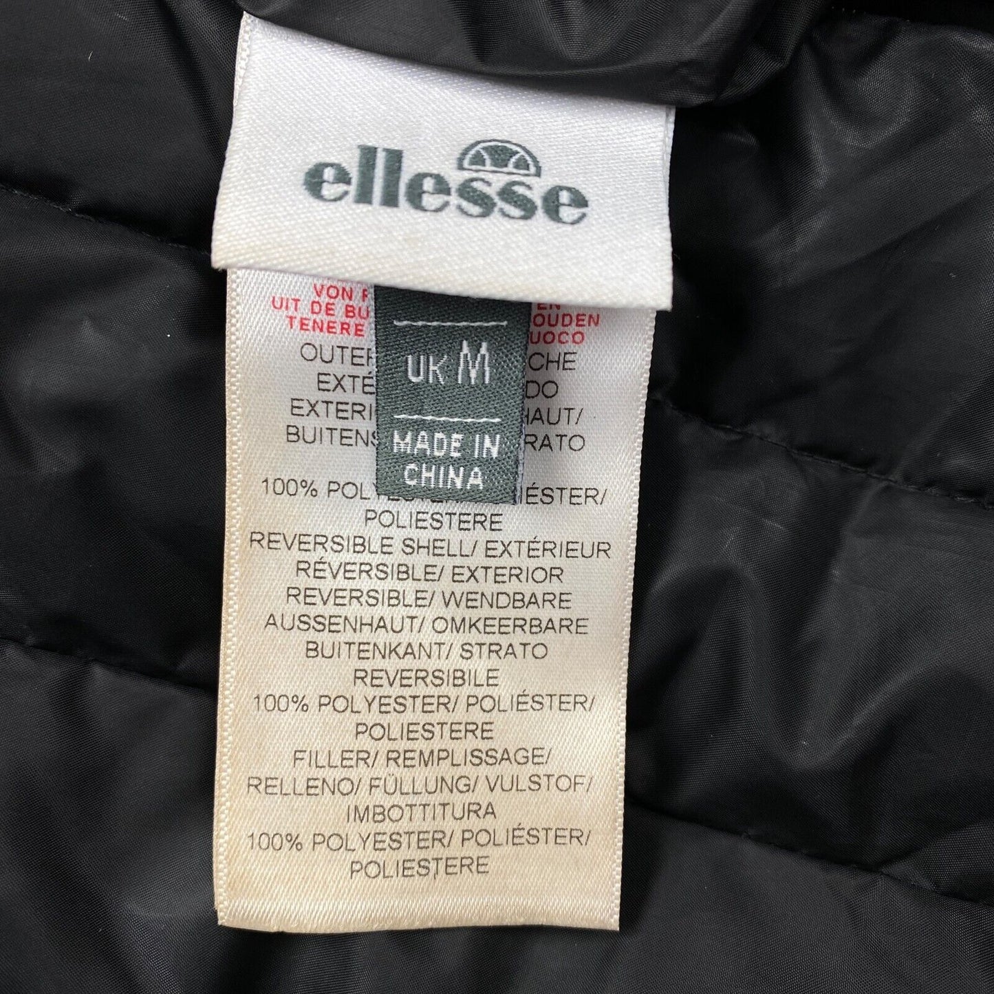 ELLESSE Camouflage Reversible Black Hooded Puffer Jacket Coat Size M