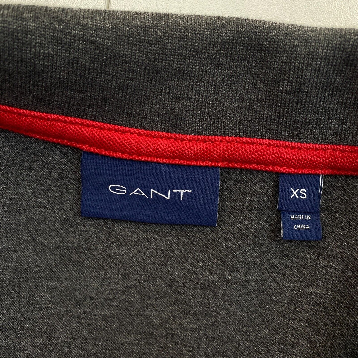 GANT Dark Grey Contras Collar Pique Long Sleeve Rugger Polo Shirt Size XS