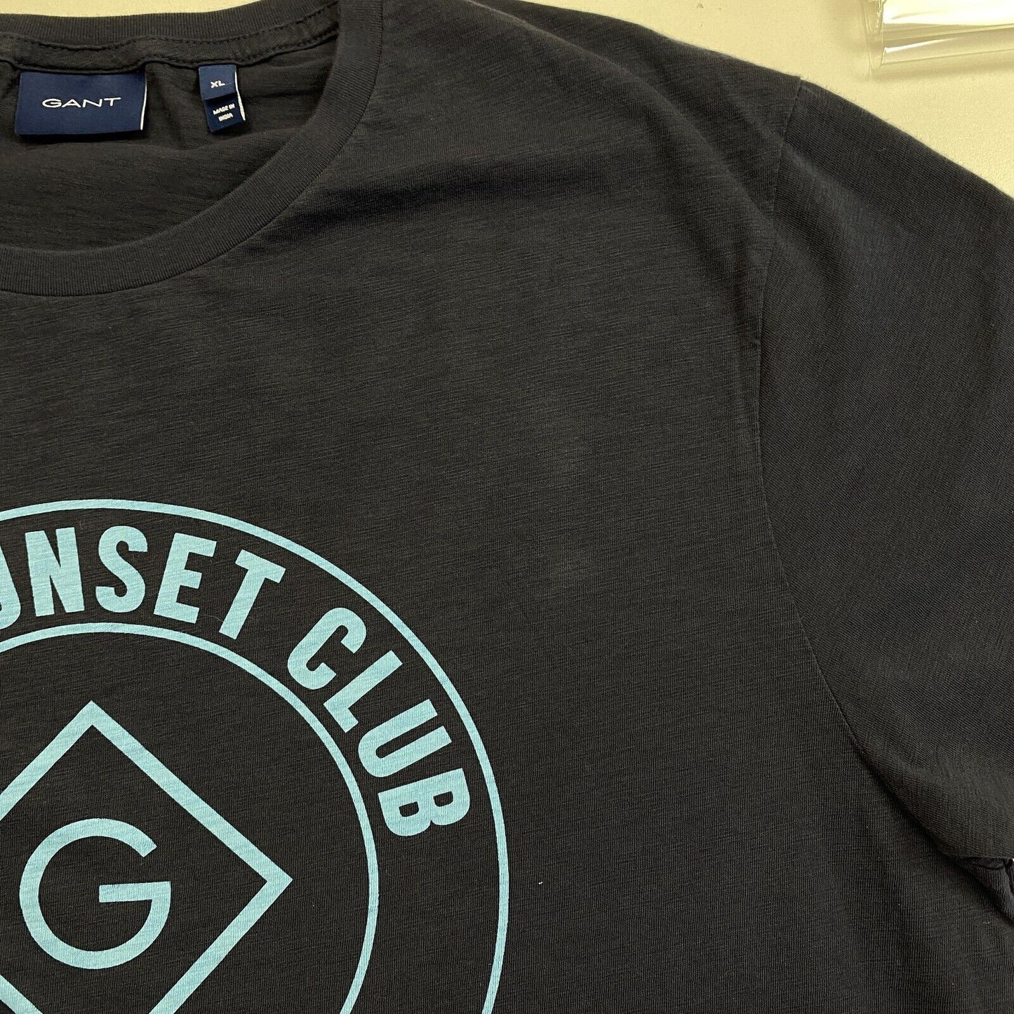 GANT Men Navy Blue Sunset Club Crew Neck Short Sleeve T Shirt Size XL