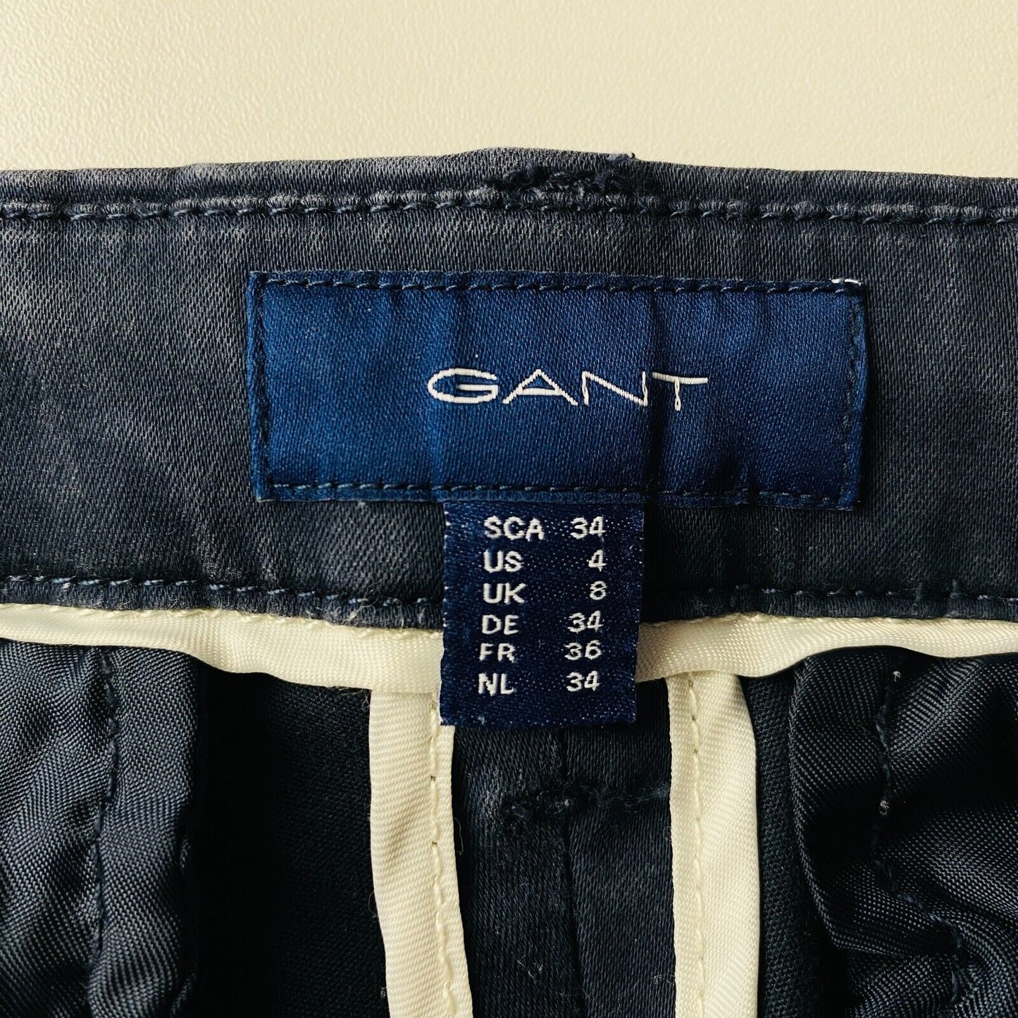 GANT Women Dark Blue Regular Straight Fit Trousers Size EUR 34 UK 8 US 4 W26