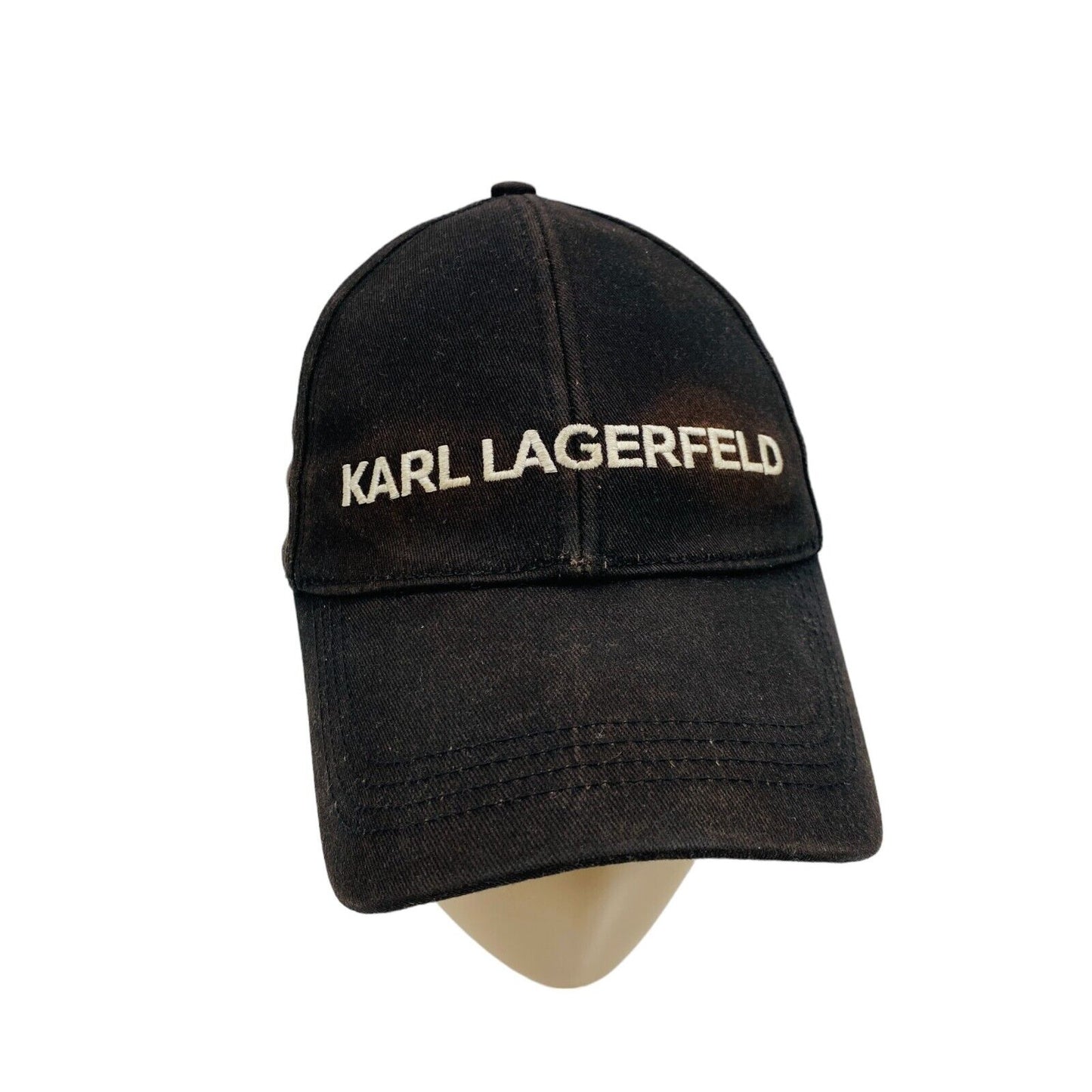 Karl Lagerfeld Mens Black Cotton Logo Baseball Twill Cap Hat One Size