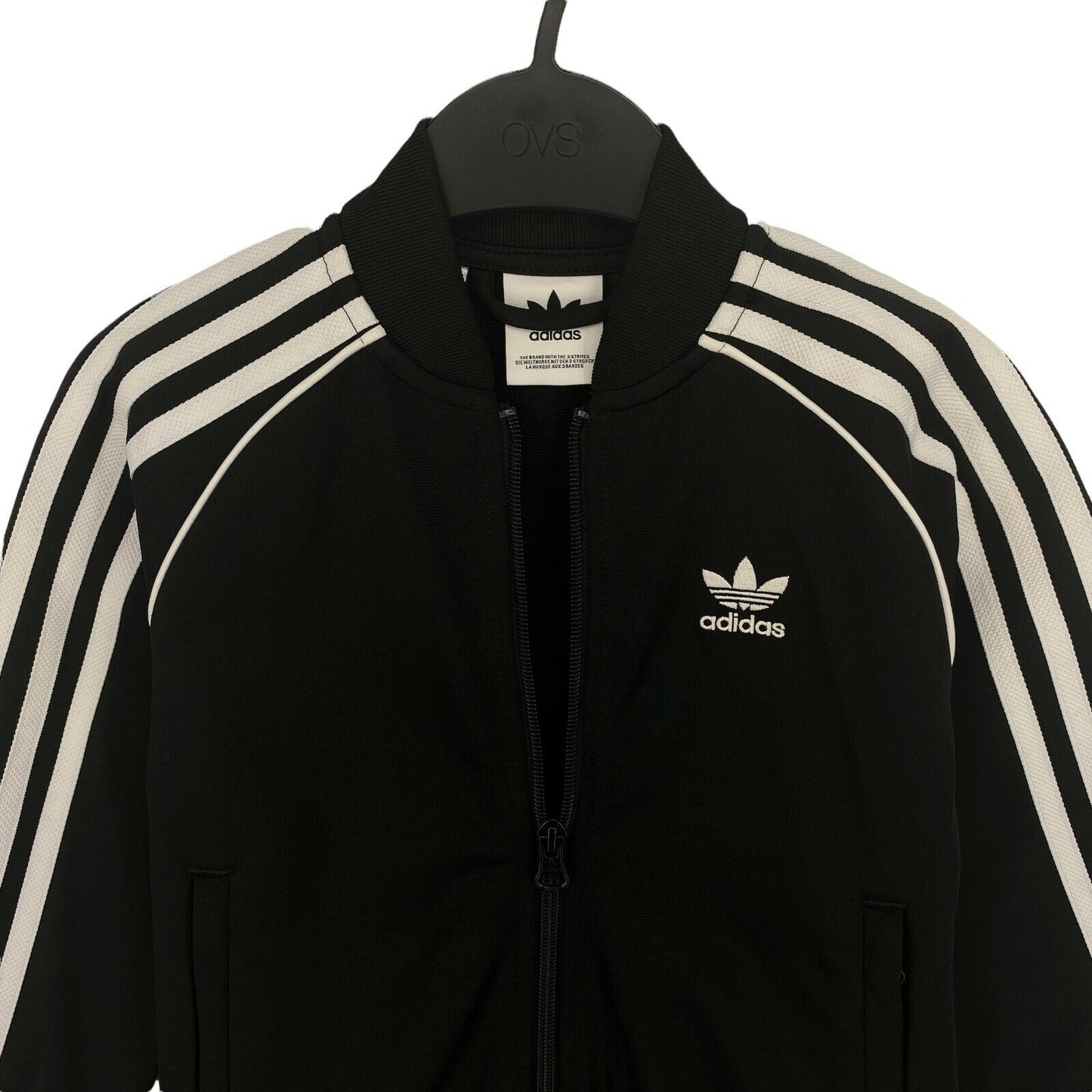 Adidas Boys Black Trefoil Logo Full Zip Sweater Pullover Size 5 - 6 Years