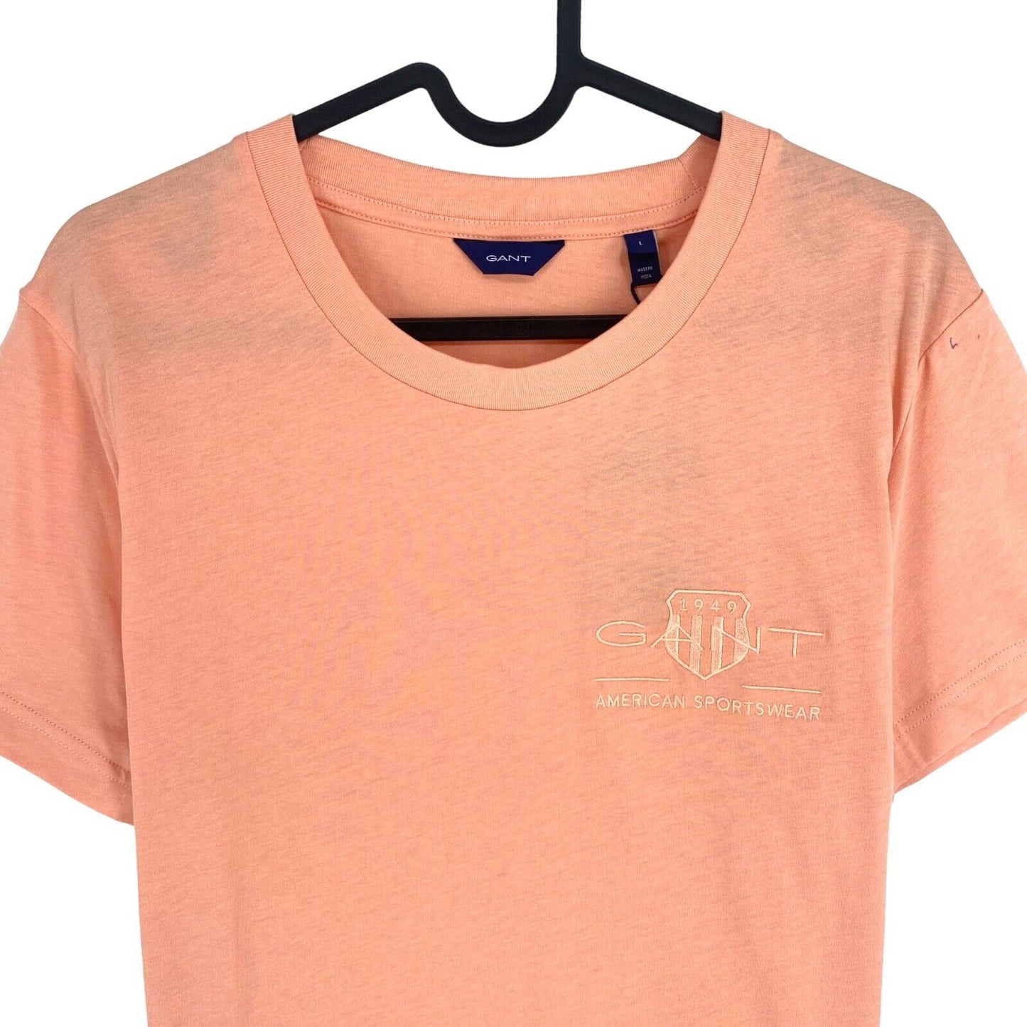 GANT Women Pinkish Orange Tonal Archive Crew Neck Short Sleeves T Shirt Size L