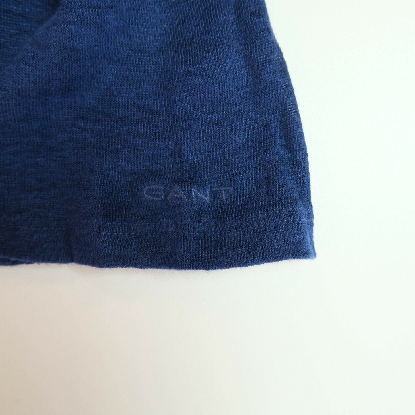 GANT Navy Blue Linen Crew Neck Top Blouse Size S