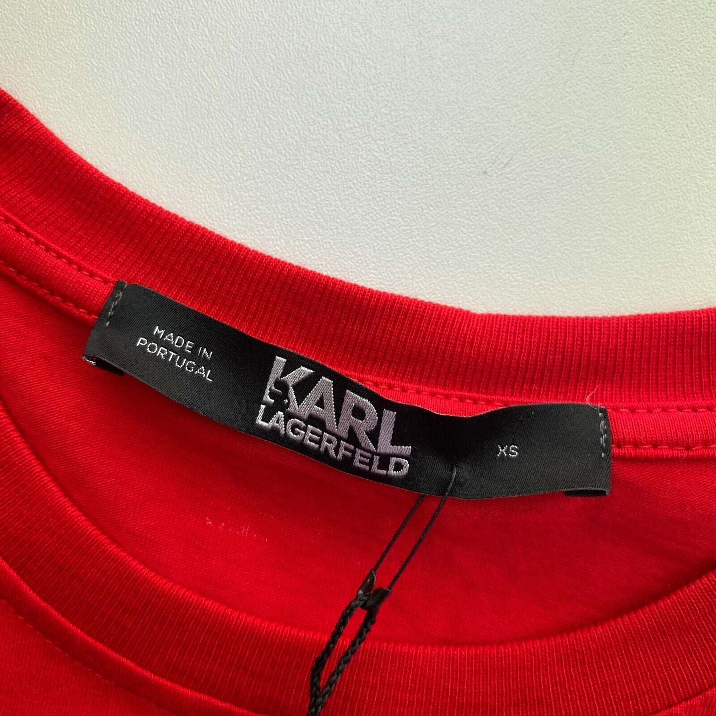 Karl Lagerfeld Red Kameo Embossed Crew Neck T Shirt Size XS