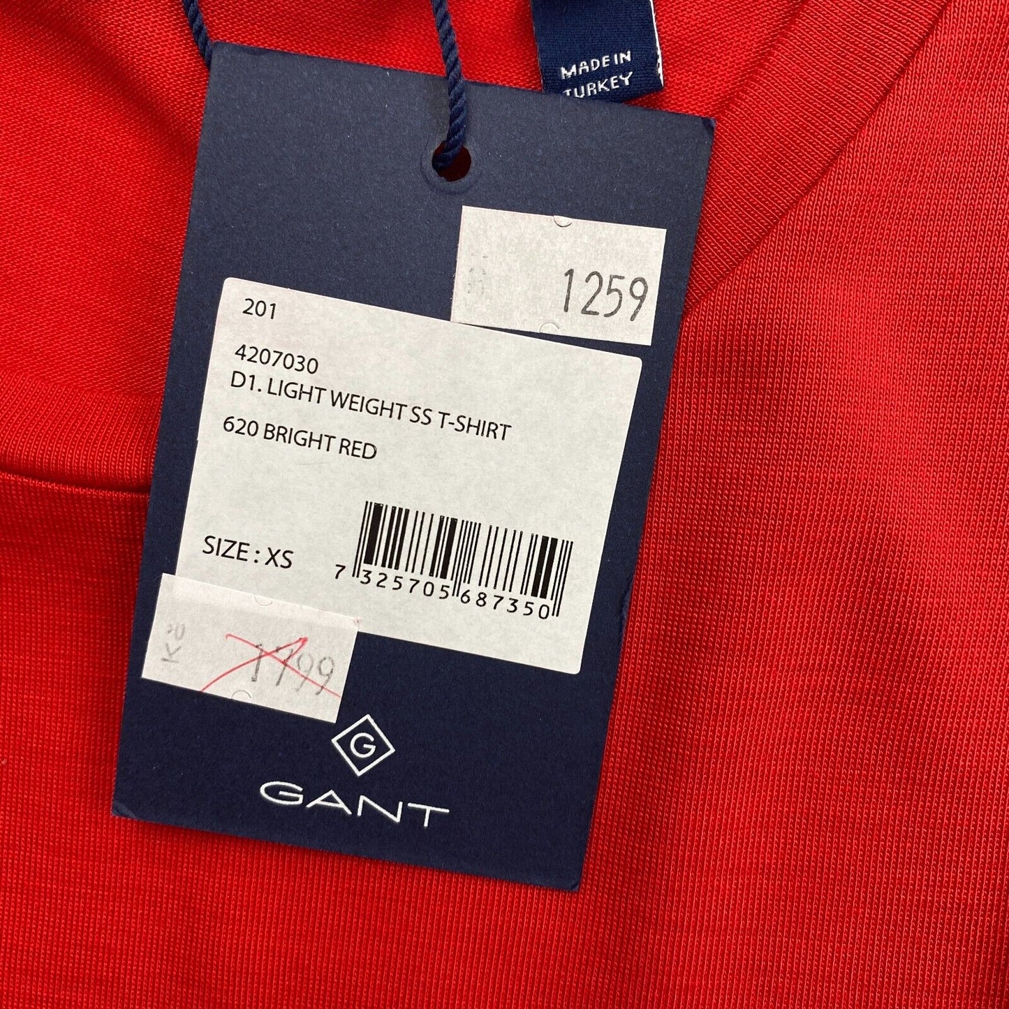 GANT T-shirt à col rond léger rouge taille XS