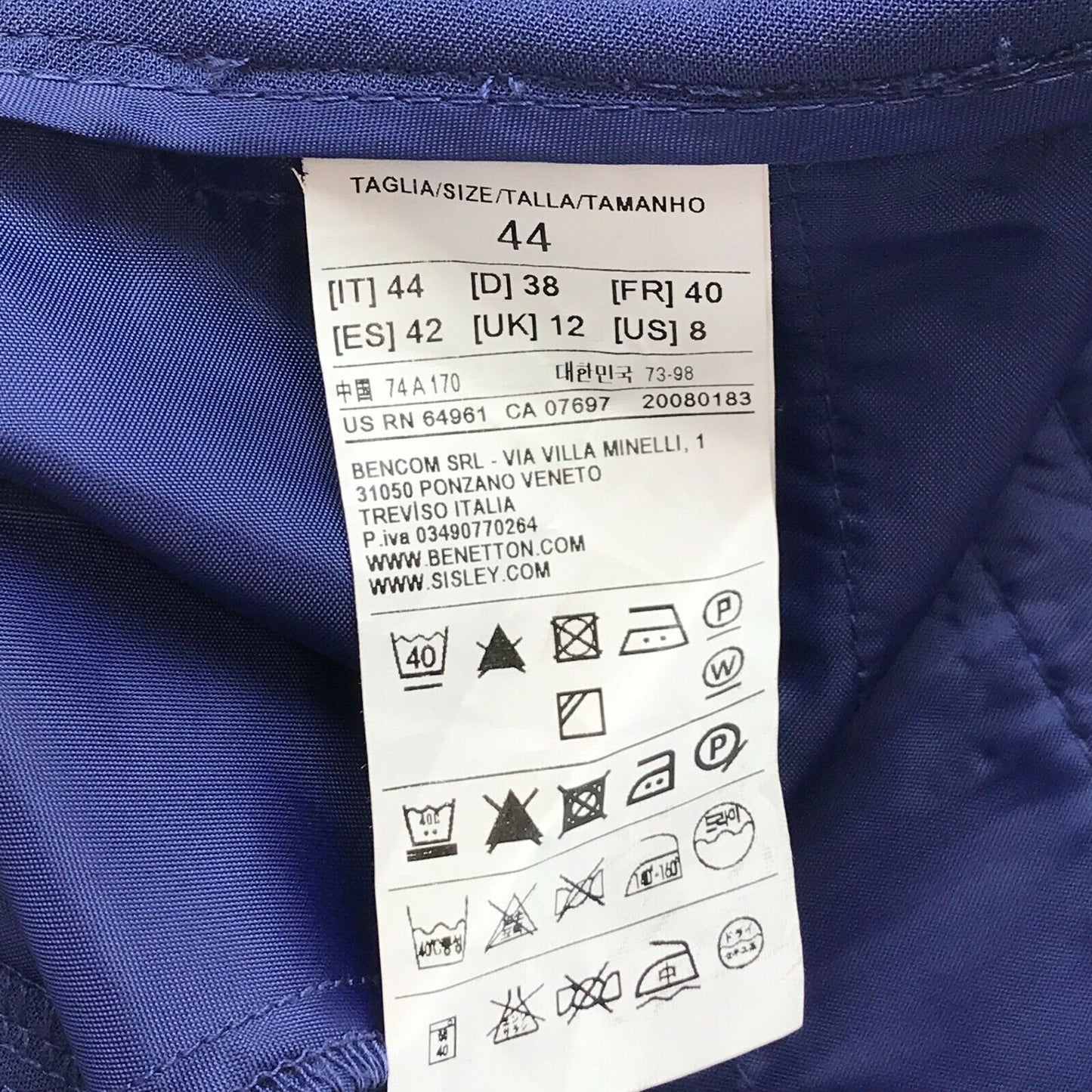 UNITED COLORS OF BENETTON Damen Hose in normaler Bootcut-Passform, Blau, Größe 38 W32