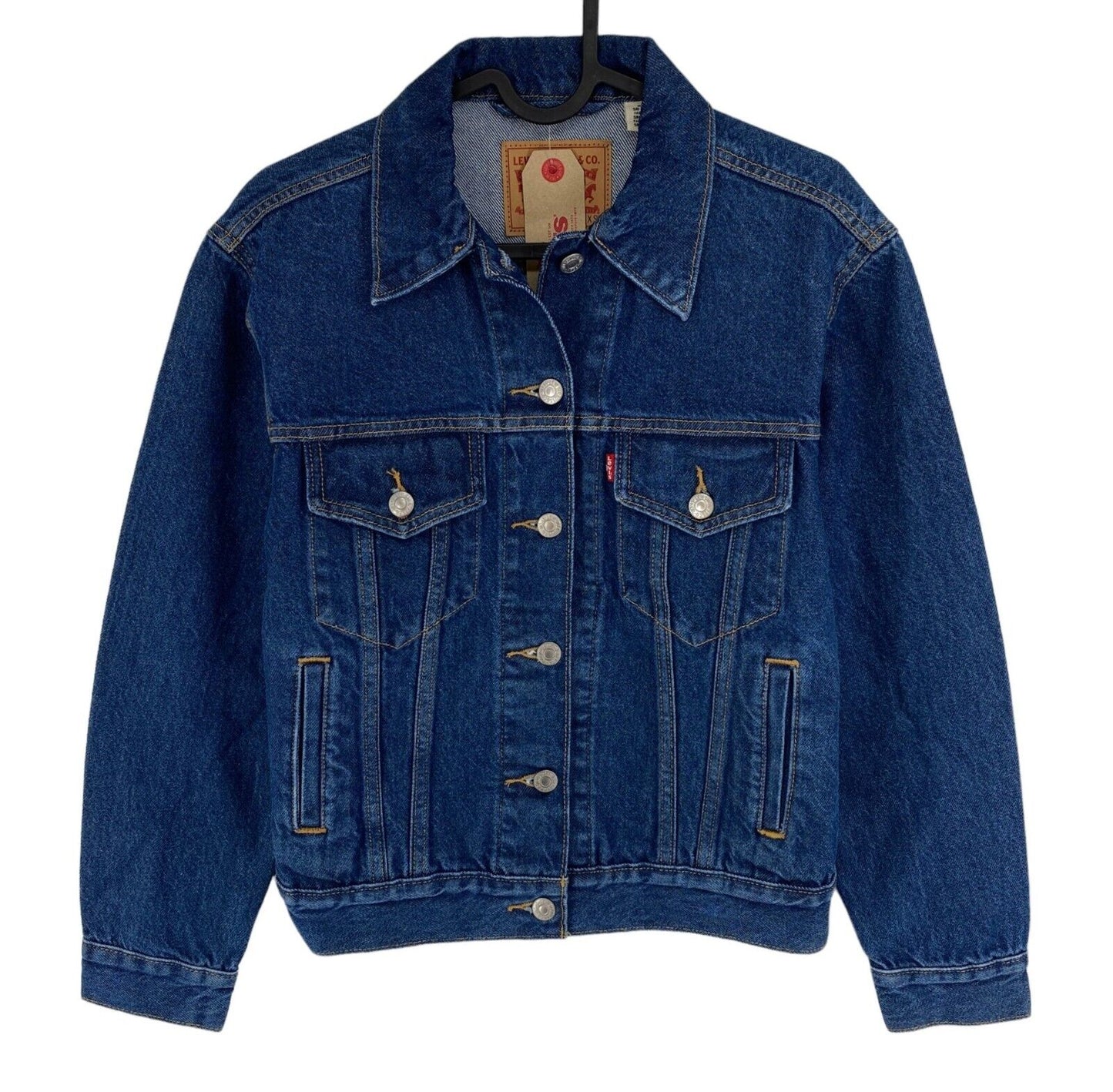 Levi`s Women Blue Denim Trucker Jacket Coat Size XS