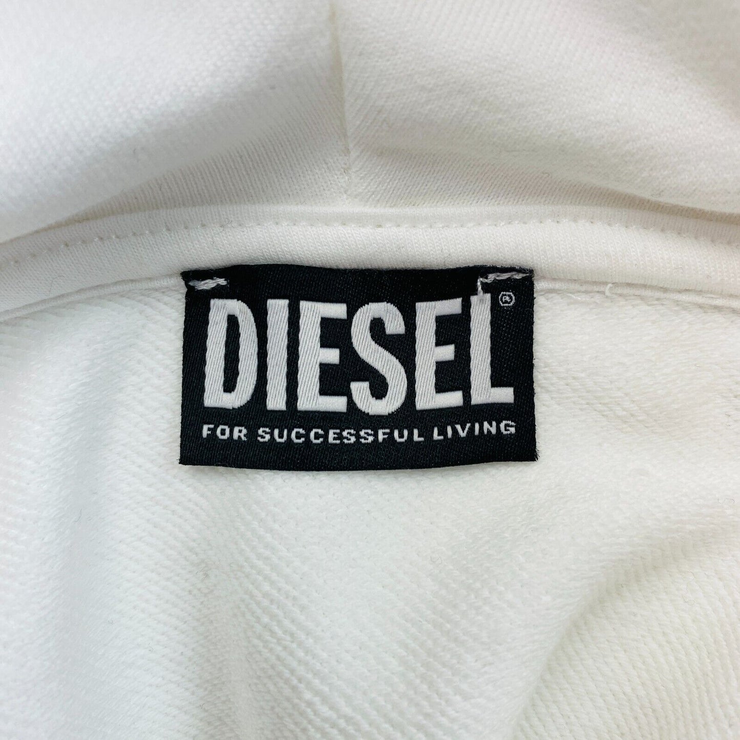 DIESEL White Logo Hoodie Sweater Jumper Size XS