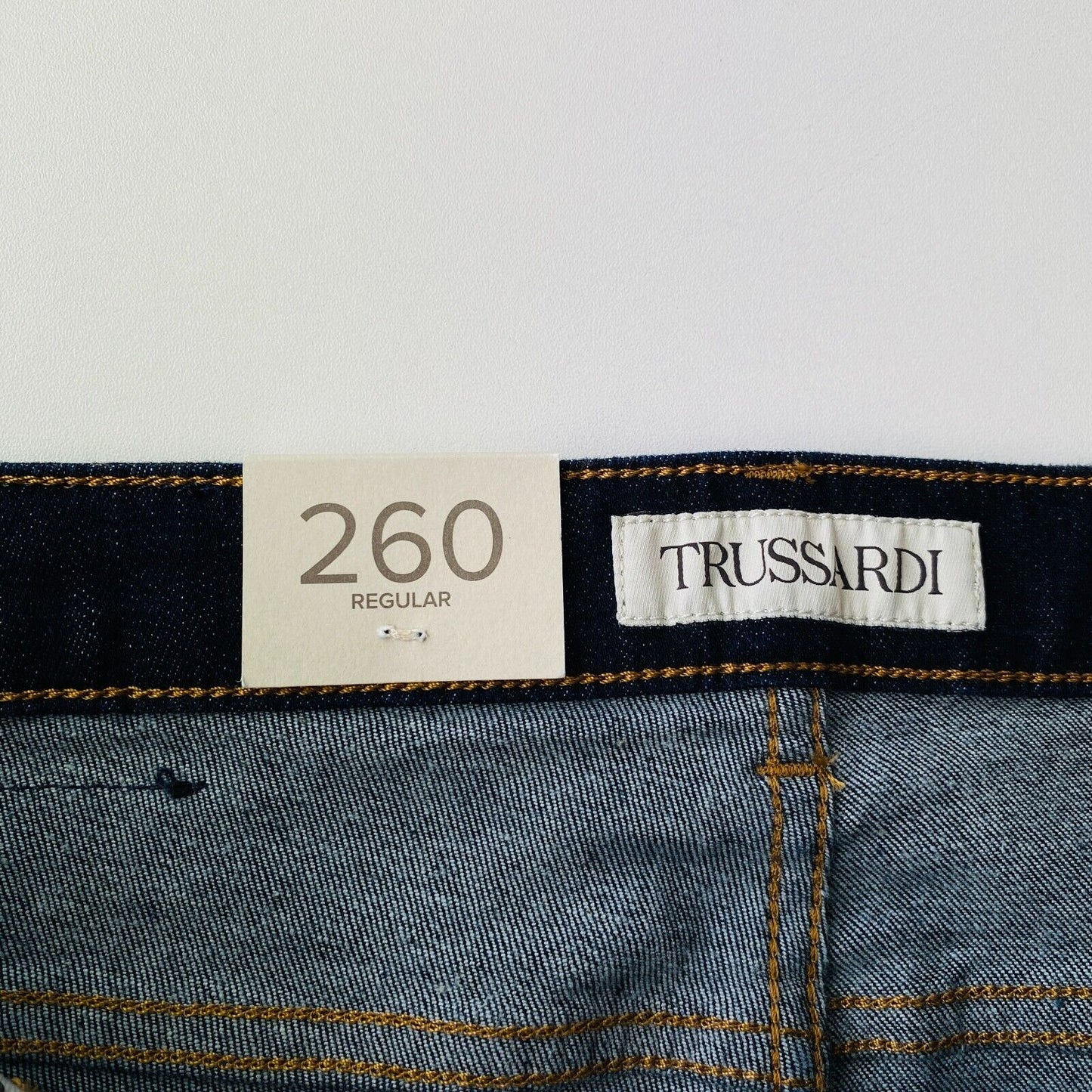 TRUSSARDI 260 Women Dark Blue Stretch Regular Straight Fit Jeans IT 48 W34