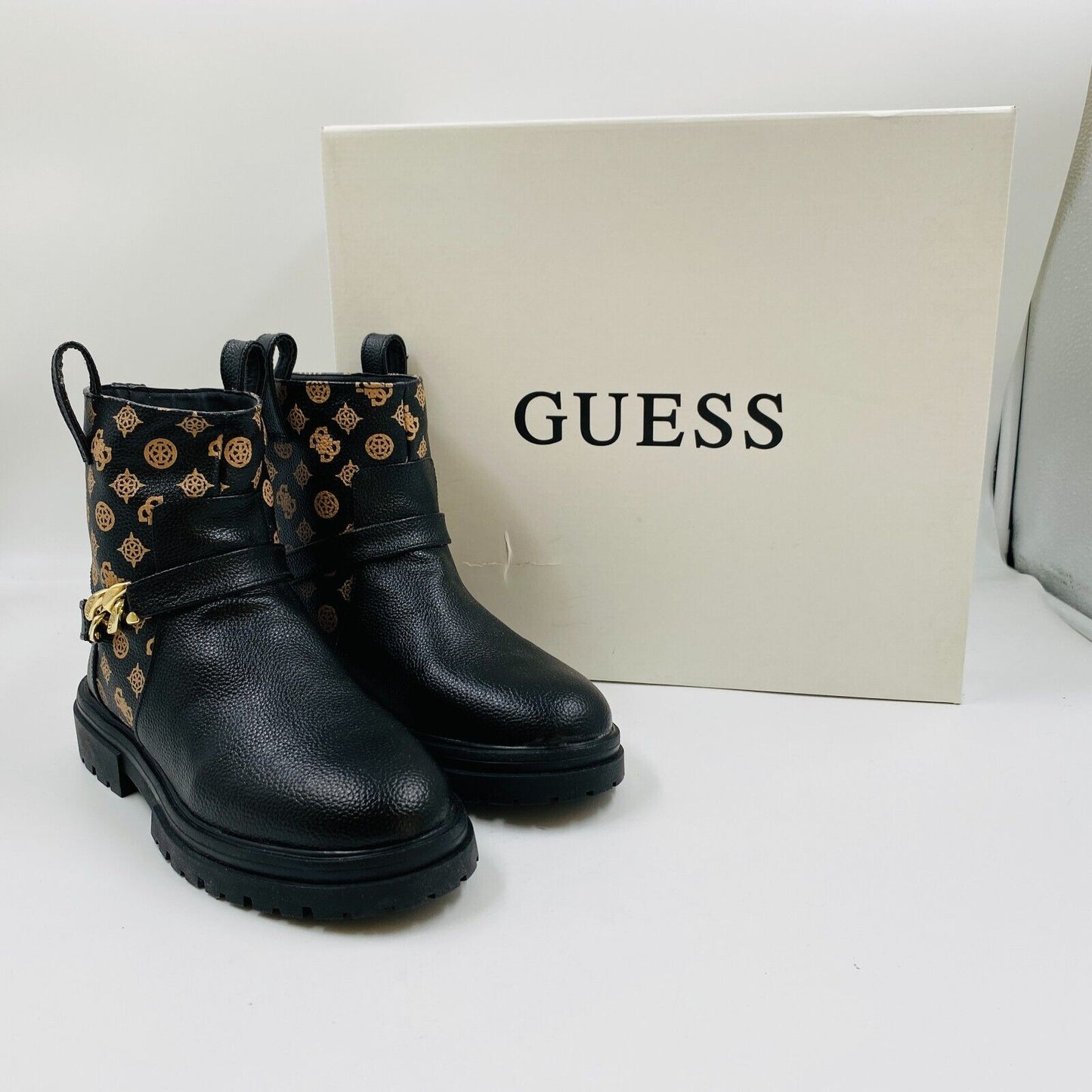 GUESS Women Black Eco Leather Boots Size EU 38 US 7.5 UK 5