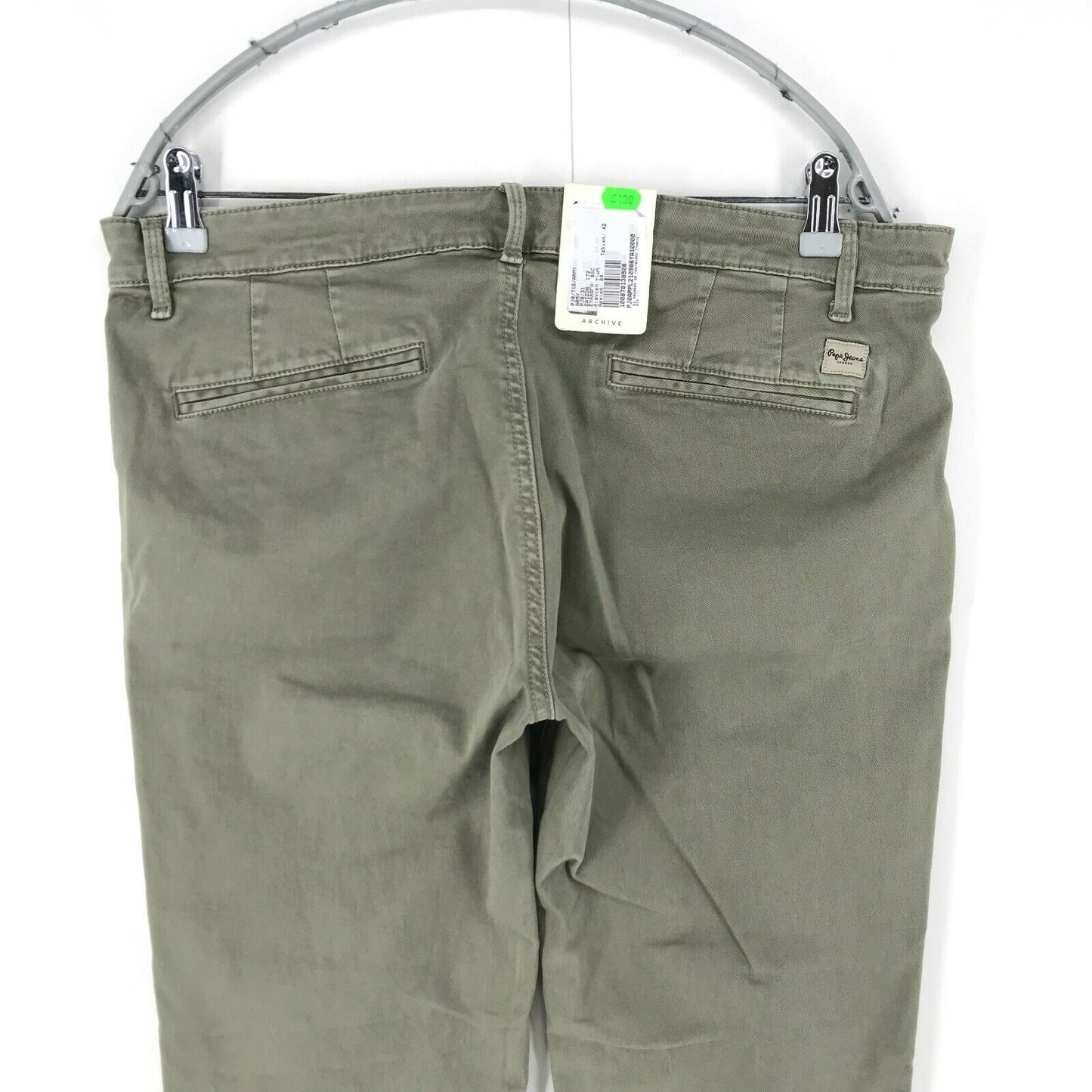 PEPE JEANS MAUREEN Women Green Slim Fit Chino Trousers Size W35