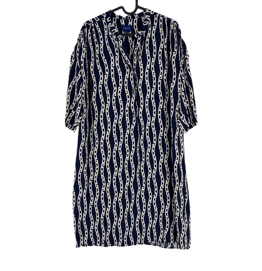 GANT Women Navy Blue Relaxed Chain Print Tunic Dress Size EU 40 UK 12 US 10