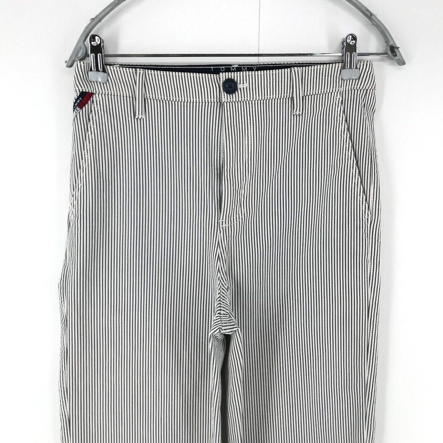 Tommy Hilfiger Women White Regular Straight Fit Striped Chino Trousers W28