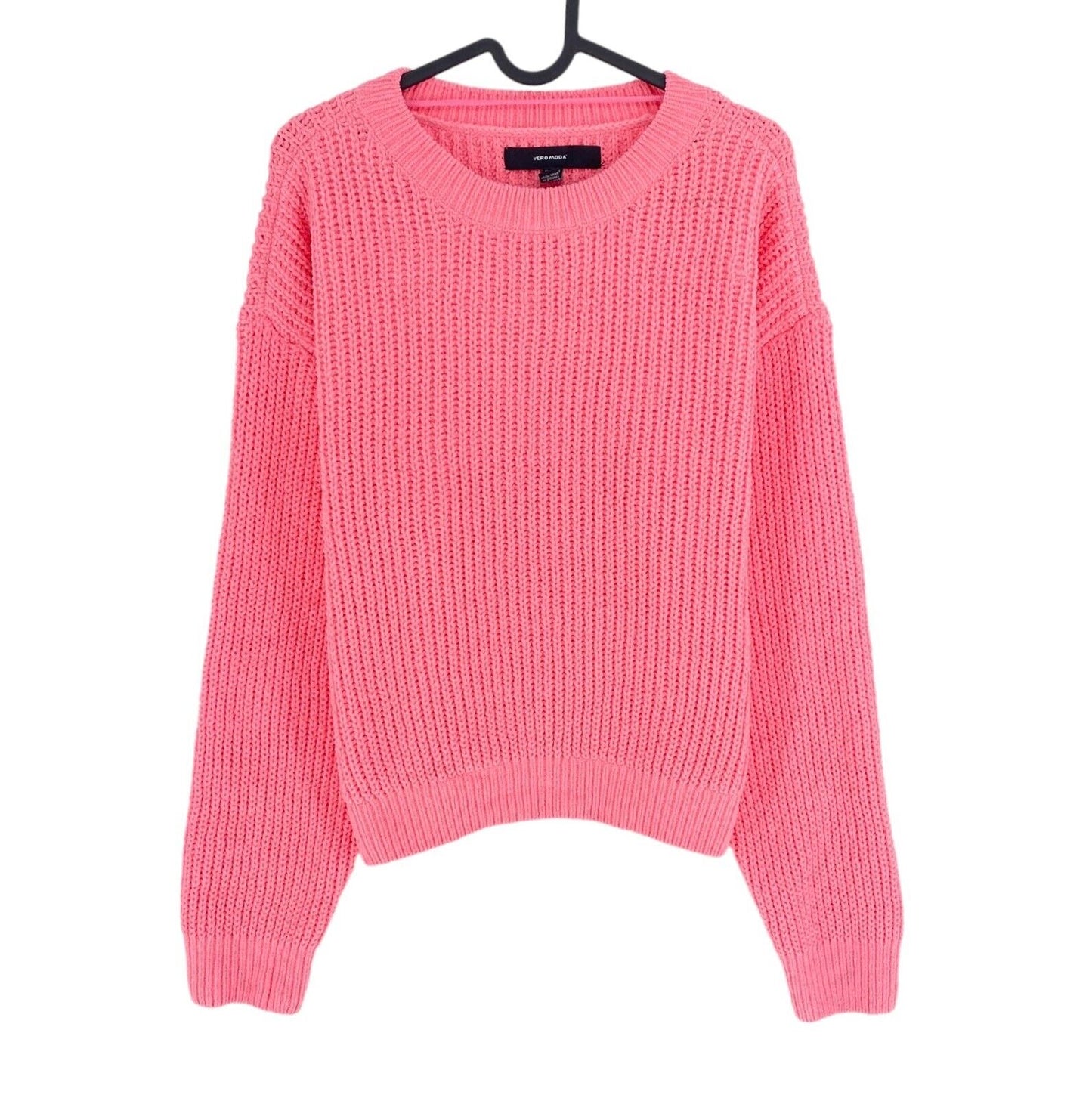 VERO MODA Womens Pink Agate Ribbed Crew Neck Sweater Jumper Size M