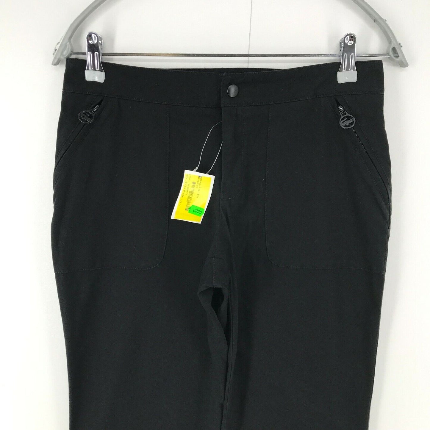 LACOSTE Women Black Loose Straight Fit Trousers Size 36 W28