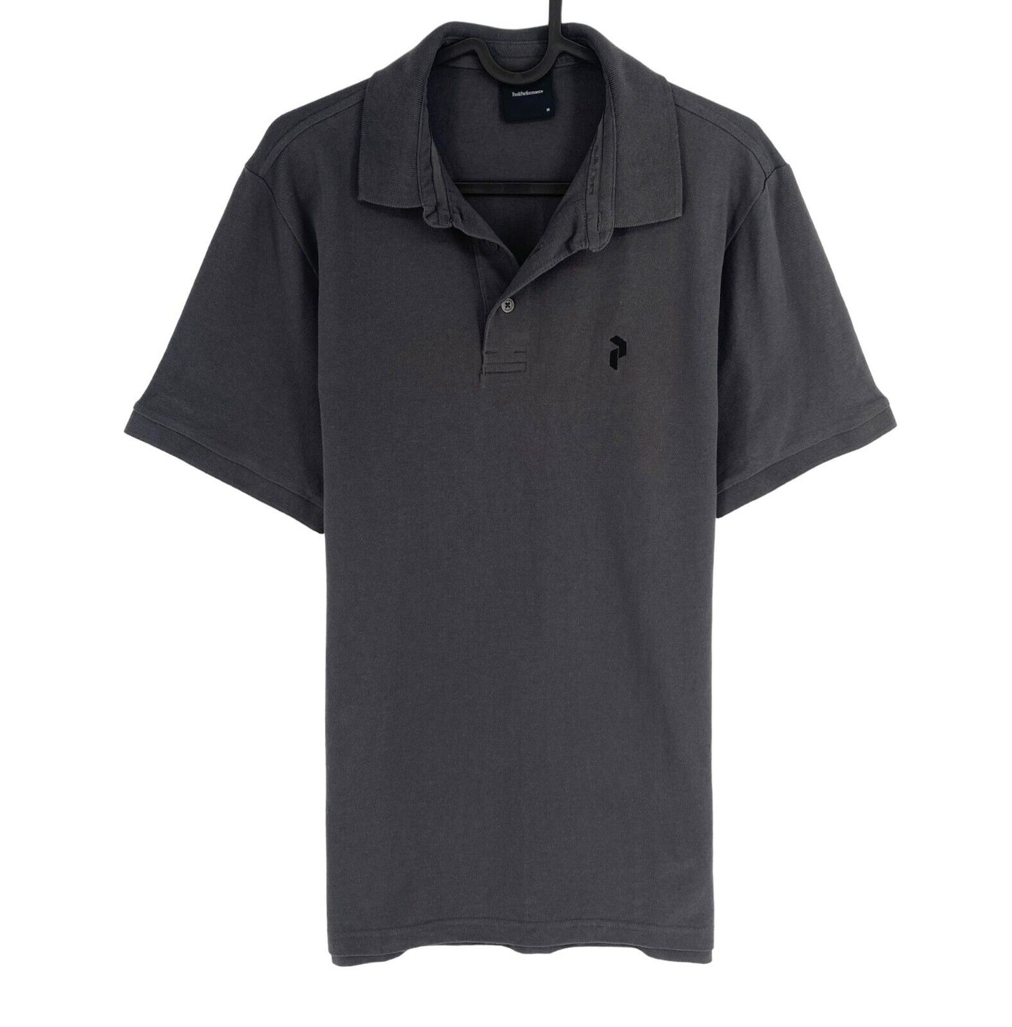 Peak Performance Men Grey Classic Cotton Short Sleeves Polo Shirt Size M