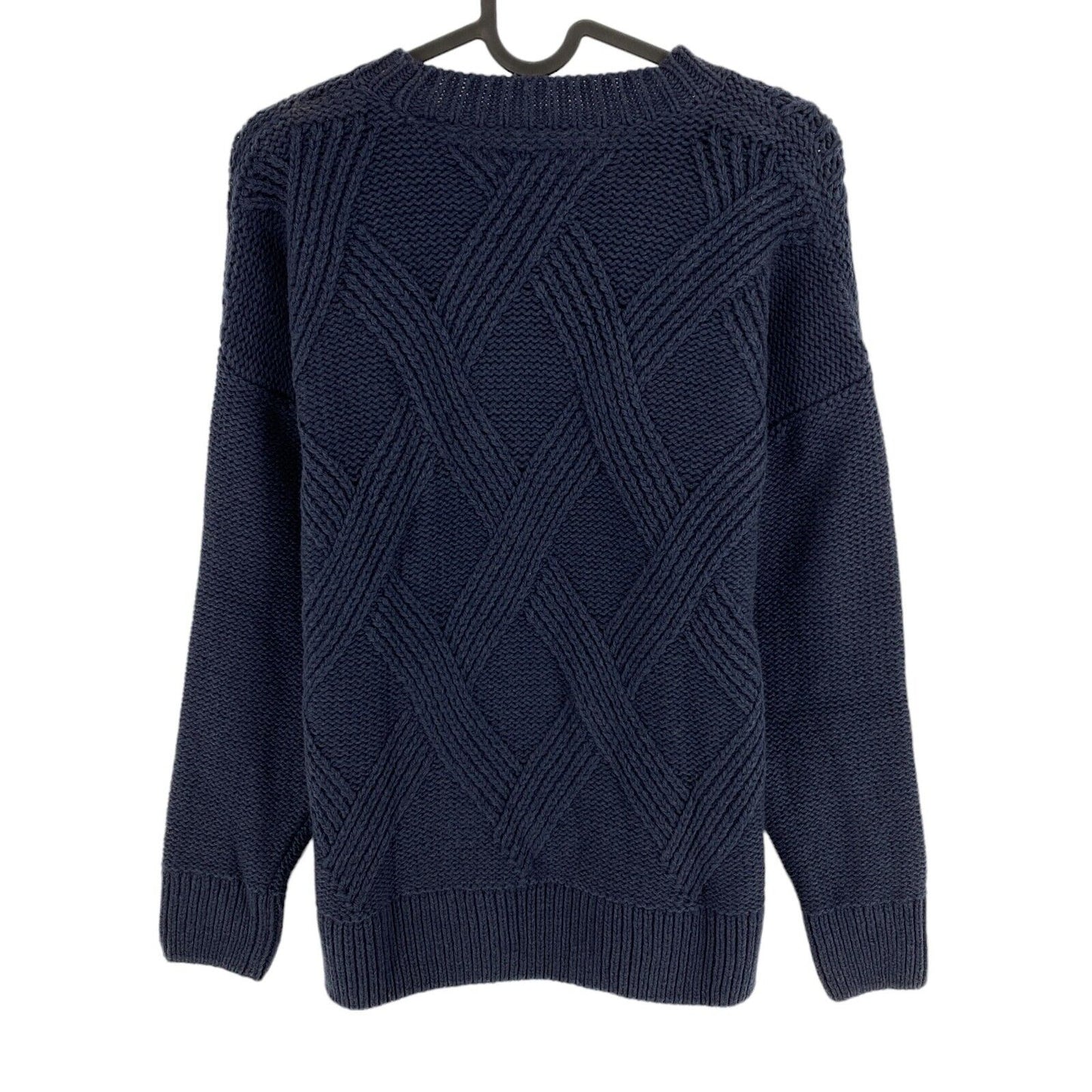 GANT Pullover mit Rundhalsausschnitt und grafischem Zopfmuster, Marineblau, Größe S