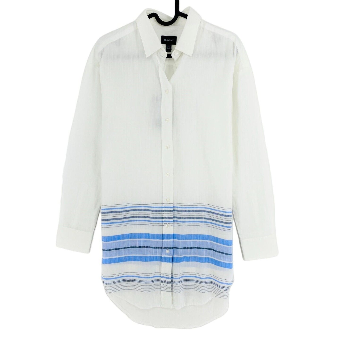 GANT White Placed Slub Stripe Long Shirt Size EU 34 UK 6 US 4