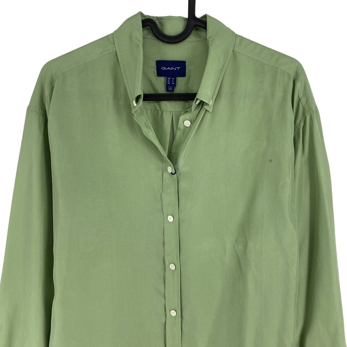 GANT Green Relaxed 100% Silk Shirt Size EU 32 UK 4 US 2