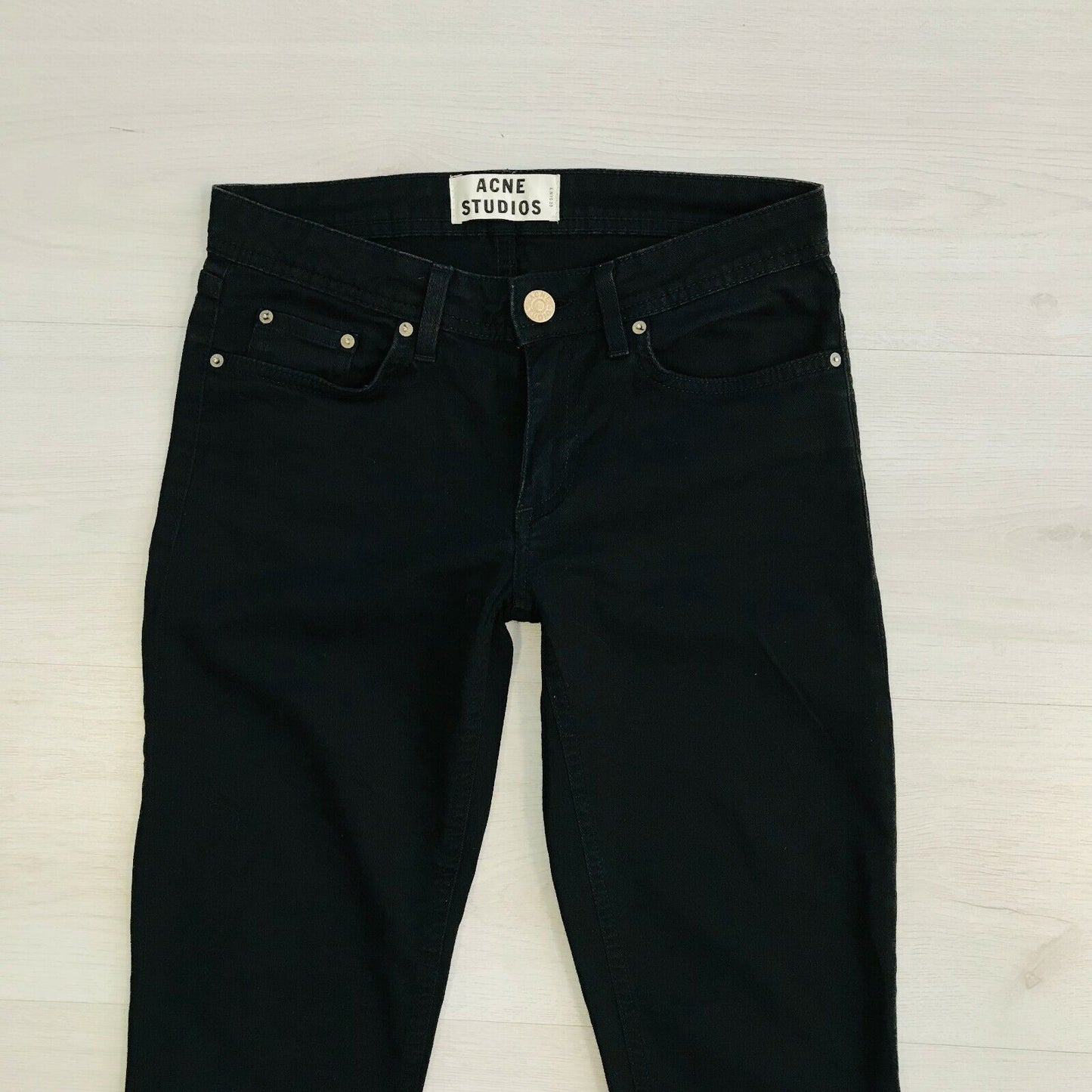 ACNE STUDIOS LOW ZERO Damen Skinny Slim Jeans schwarz dehnbar Größe W25 L32