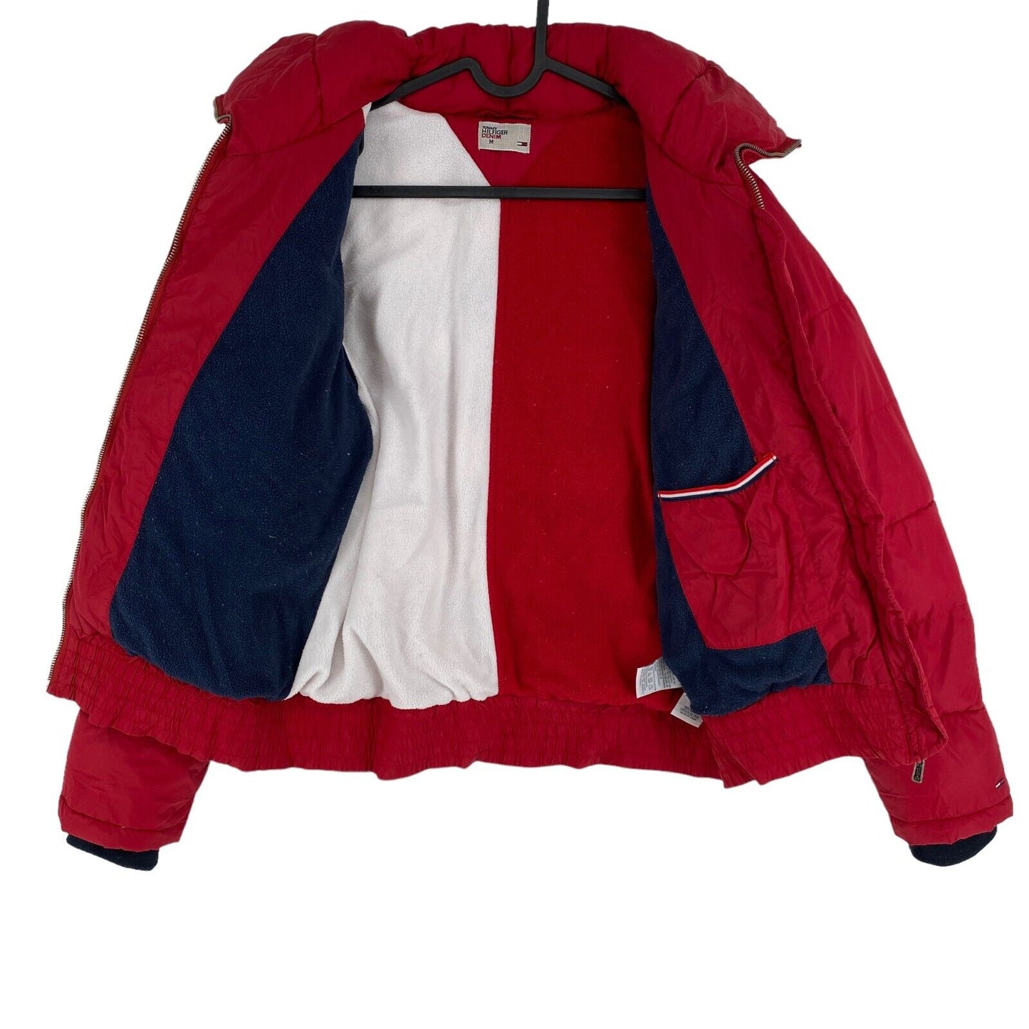 Hilfiger Denim Dark Red Puffer Bomber Coat Jacket Size M