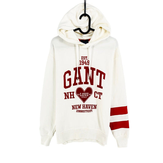 GANT White Unisex Collegiate Hoodie Sweater Jumper Size XS