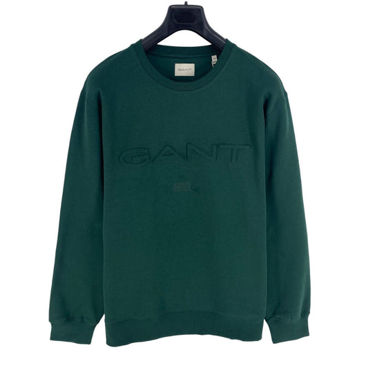 GANT Men Green Embossed Sweat Crew Neck Sweater Jumper Size 4XL