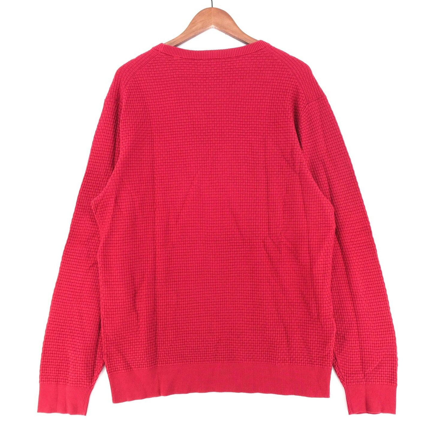 GANT Mahogny Red Signature Weave Crew Neck Cotton Jumper Sweater Size 2XL XXL