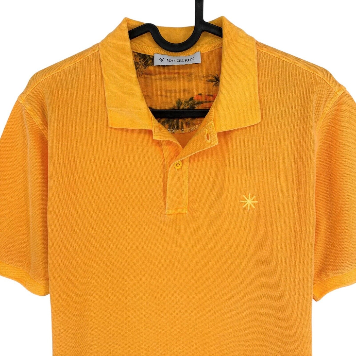 MANUEL RITZ Yellow Pique Polo Shirt Size L