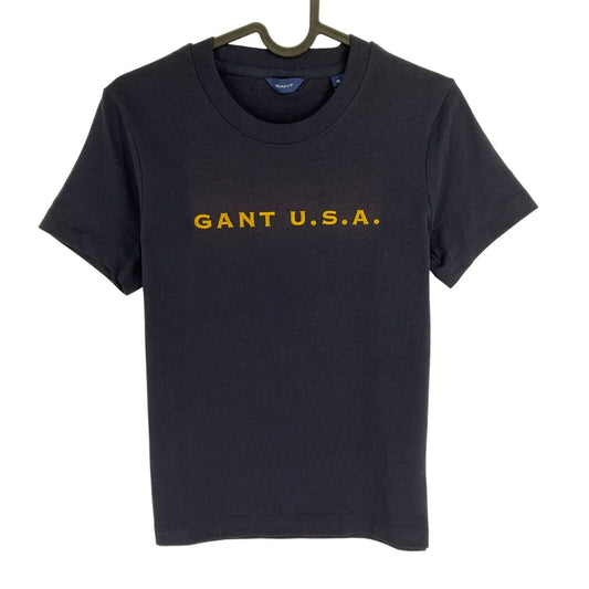 GANT Women Navy Blue Logo Crew Neck Short Sleeves T Shirt Size XS