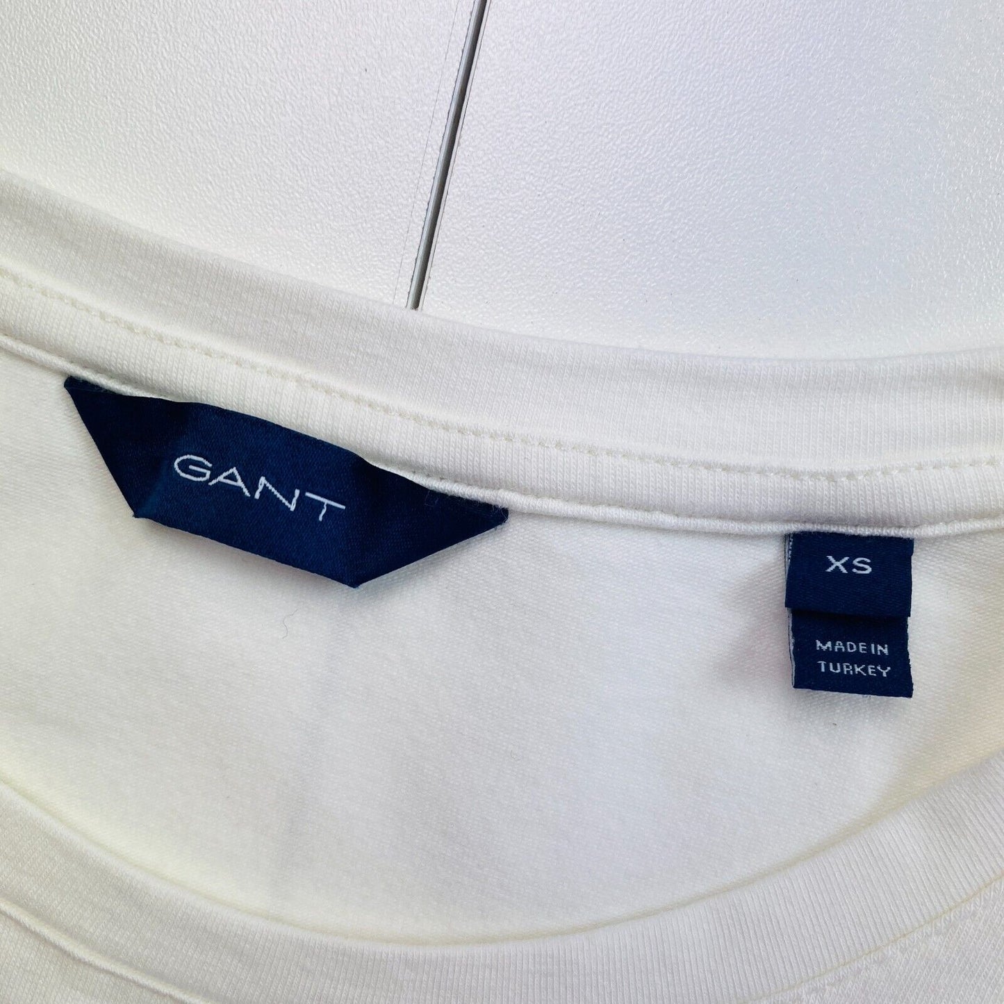 GANT White COTT/ELA Crew Neck T Shirt Size S