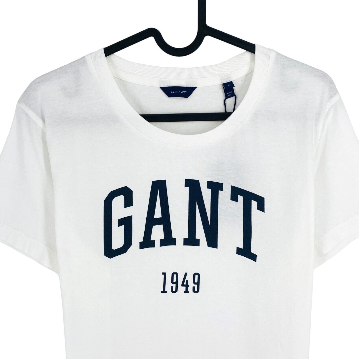 GANT Women White Logo Crew Neck Short Sleeves T Shirt Size M