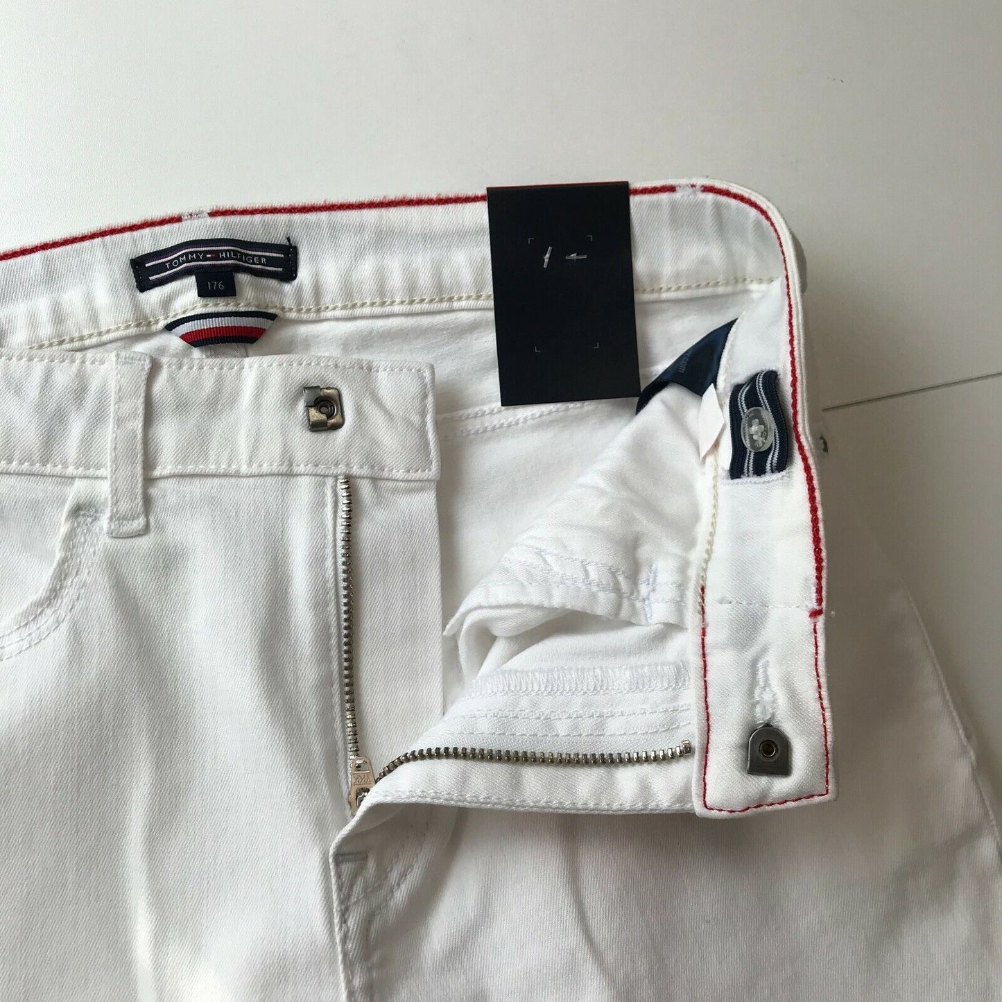 Tommy Hilfiger Boys White Regular Fit Denim Shorts Size 176 cm W27