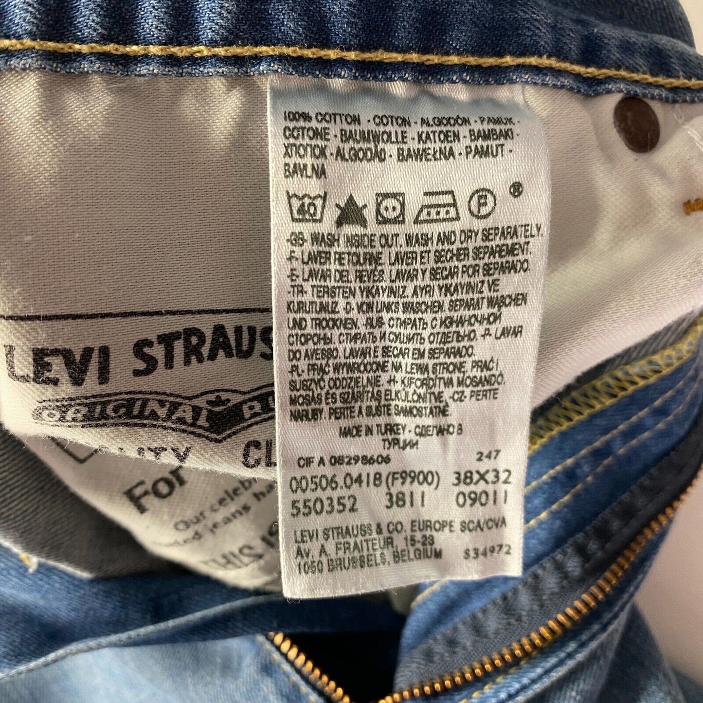 Levi's 506 Blue Regular Straight Fit Jeans W38 L32